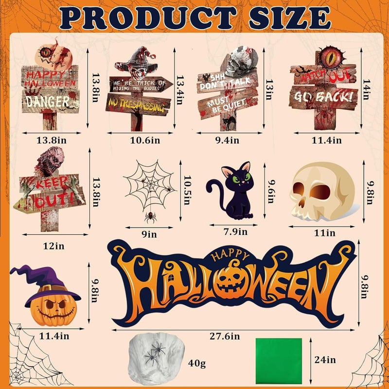 EggSun Halloween Trunk or Treat Car Decorations Kit for SUV,Warning Yard Signs Stakes Props Car Archway Garage Decor Stickers,Haunted Garage House Door Outdoor Decor Entryway Archway & Party - Image 2
